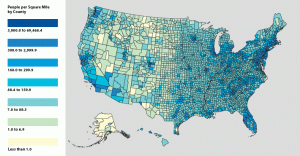 US Population Density by County-2010 Census